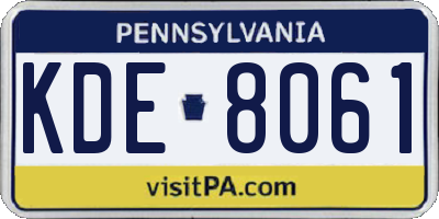 PA license plate KDE8061