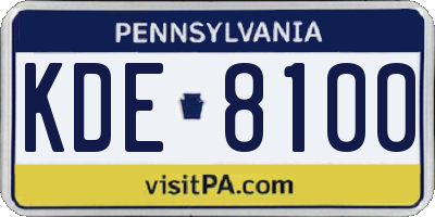 PA license plate KDE8100