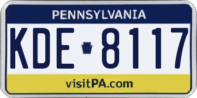 PA license plate KDE8117