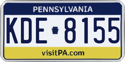 PA license plate KDE8155