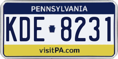 PA license plate KDE8231