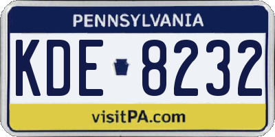 PA license plate KDE8232