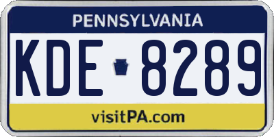 PA license plate KDE8289