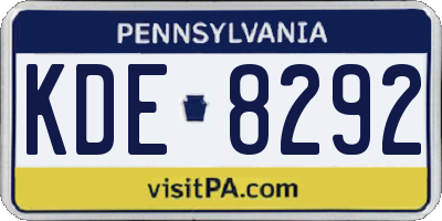 PA license plate KDE8292