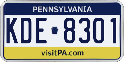 PA license plate KDE8301