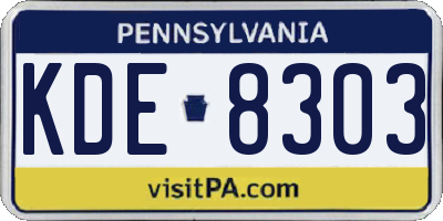 PA license plate KDE8303
