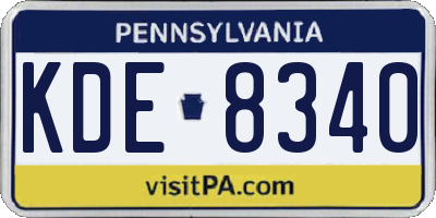 PA license plate KDE8340