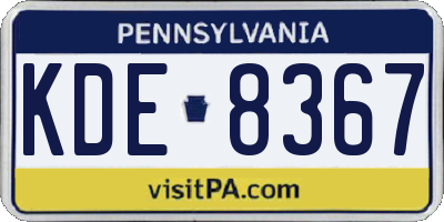 PA license plate KDE8367