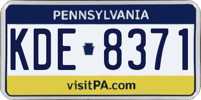PA license plate KDE8371