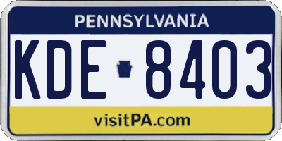 PA license plate KDE8403