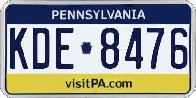 PA license plate KDE8476