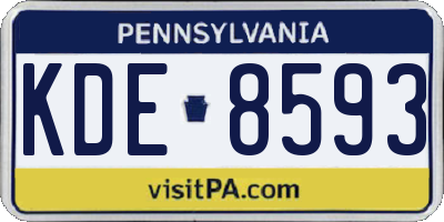 PA license plate KDE8593