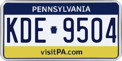 PA license plate KDE9504