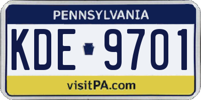 PA license plate KDE9701