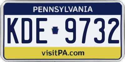 PA license plate KDE9732