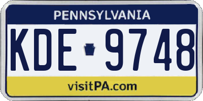 PA license plate KDE9748