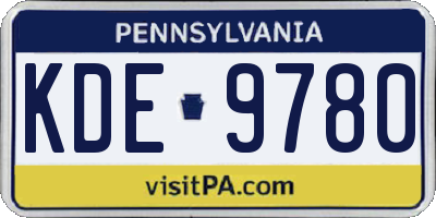 PA license plate KDE9780