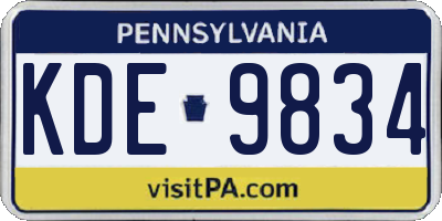 PA license plate KDE9834