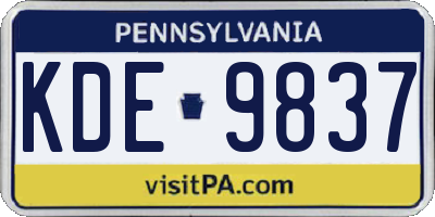PA license plate KDE9837