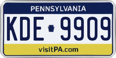 PA license plate KDE9909