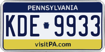 PA license plate KDE9933