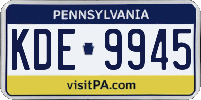 PA license plate KDE9945