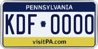 PA license plate KDF0000