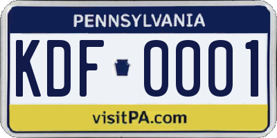 PA license plate KDF0001
