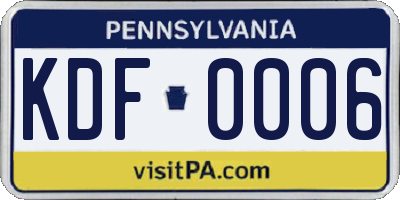 PA license plate KDF0006