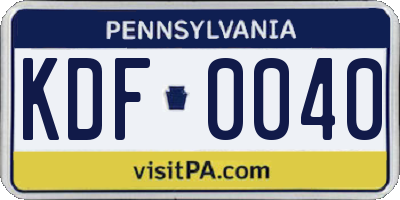 PA license plate KDF0040