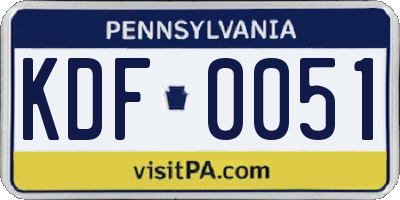 PA license plate KDF0051