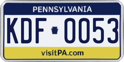 PA license plate KDF0053