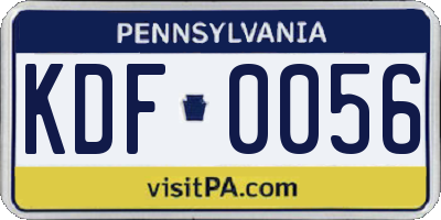 PA license plate KDF0056