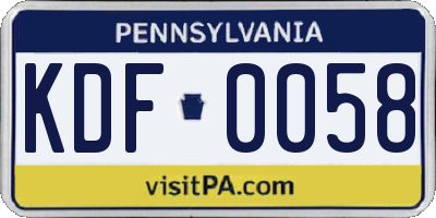 PA license plate KDF0058