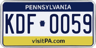PA license plate KDF0059