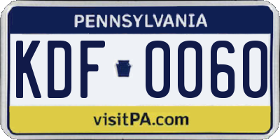 PA license plate KDF0060