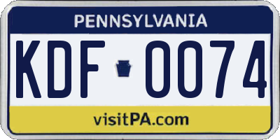 PA license plate KDF0074