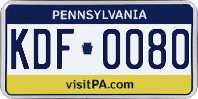PA license plate KDF0080