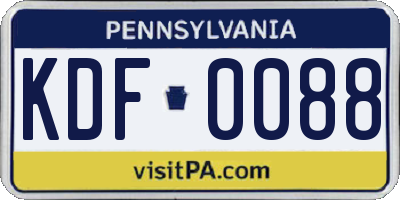 PA license plate KDF0088