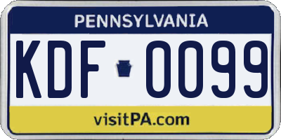 PA license plate KDF0099