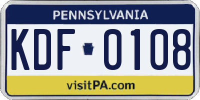 PA license plate KDF0108