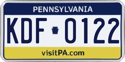 PA license plate KDF0122