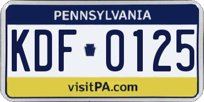 PA license plate KDF0125