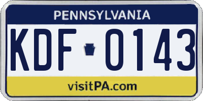 PA license plate KDF0143