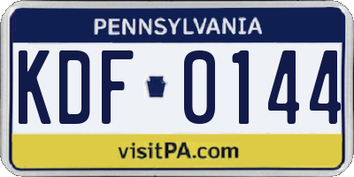 PA license plate KDF0144