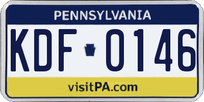 PA license plate KDF0146