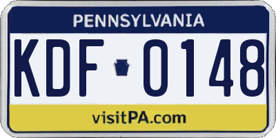 PA license plate KDF0148