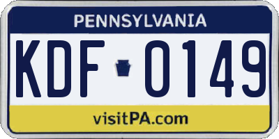 PA license plate KDF0149