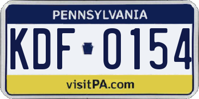 PA license plate KDF0154