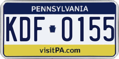 PA license plate KDF0155